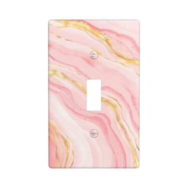 WOFOLE Pink Marble Light Switch Cover Wall Plate Single Toggle Light Switch Covers 1 Gang Switch Plate Covers Wall Plates Decorative for Kitchen Bedroom Living Room 45 x 276