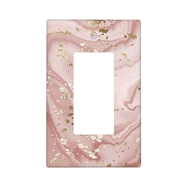 Gianlaima Pink Rose Gold Marble Decor Print Light Switch Plate Cover Plastic Wall Plates 1 Gang Rocker