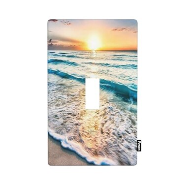Pznen Beach Sunset Ocean 1Gang Single Toggle Wall Plate Wave Seaside Nature Scenery Light Switch Cover Plates 45x 276 for Living Room Kitchen Coastal Decor
