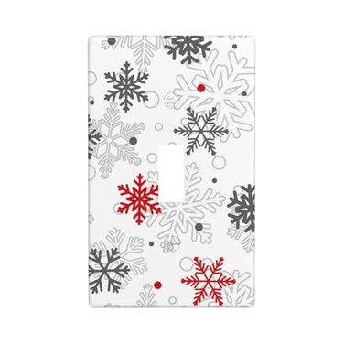 Pznen Decorative Winter Snow 1Gang Single Toggle Wall Plate Christmas Snowflakes Scenery Light Switch Cover Plates 45x 276 for Home Office Decor