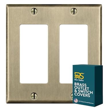 Rio Salto Signature Brass Light Switch Cover Antique Brass Gold Rocker 2Gang