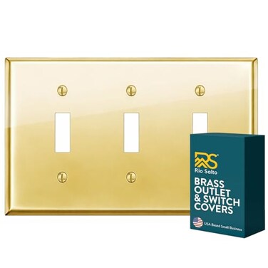 Rio Salto Signature Brass Light Switch Cover High Polished Gold Toggle 3Gang