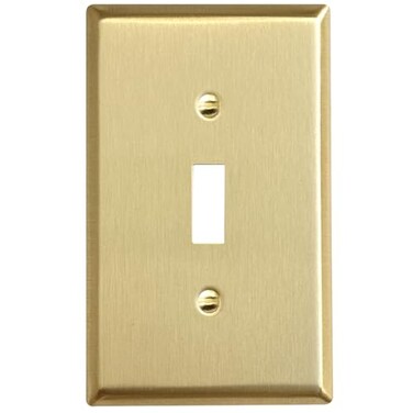 Rio Salto Toggle Light Switch Cover Plate MIDSIZE BRASS Outlet Covers Single Toggle Switch Plate Flip Switch 1 Gang Brushed Brass Gold Metal Decorative Wall Plates Signature Collection 494 X 313