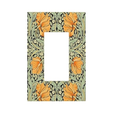 Rougui Decorative Outlet Covers Rustic William Morris Green Plant Leaf Yellow Flower 1 Gang Single Decora GFCI Device Light Switch Cover Plate 1 Rocker Wall Plate Jumbo Switch Plate Cover