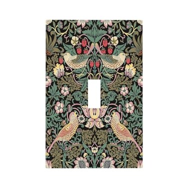 Rougui Decorative Switch Plate Covers Rustic Morris Strawberry Thief Dark Green Plant Bird 1 Gang Wall Plate Single Toggle Light Switch Cover Plate Jumbo Electrical Switchplate Receptacle Faceplate