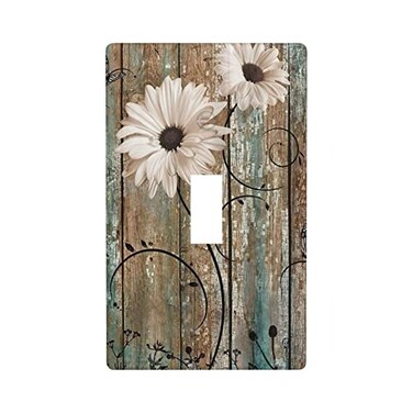 YWTZWT Rustic Daisy Flower Decorative Light Switch Cover Single Switch Plate Toggle Wall Plate 1 Gang Switch Cover Plate for Bathroom Kitchen 450 x 276 Inch