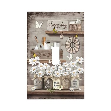 wyehjut Rustic Farmhouse Country Daisy Floral Light Switch Cover 1 Gang Single Toggle Wall Plate Decorative Switchplate Electrical Faceplate for Bathroom Kitchen Home Decor Accessories 5 X 3