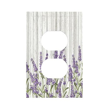 Wpshijia Rustic Wooden Plank Lavender 1 Gang Wall Plate Single Duplex Outlet Cover Receptacle Decorative Light Switch Cover Plate Electrical Faceplate Socket for Bedroom Bathroom Kitchen Decor