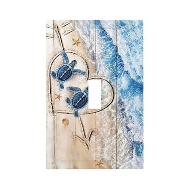 GSRLOD Sea Beach Turtle 1Gang Toggle Light Switch Cover Blue Ocean Turtle Decorative Wall Plates Cover Single Toggle Motivational Animal Electrical Faceplate for Home Decor