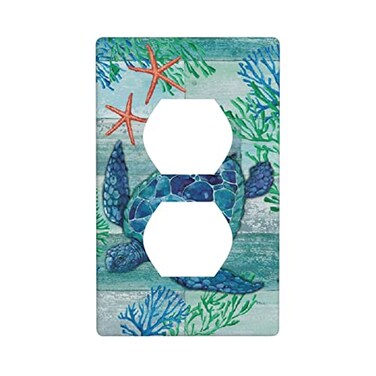 OHZOLLAN Sea Turtle Starfish Ocean Single Duplex Light Switch Plates Outlet Covers Decorative Electrical Wall Plate 1 Gang Receptacle Switchplate Decorate Plug Cover For Bathroom Bedroom 45 276 Inch