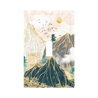 Sghxwp Decorative Light Switch Cover Plate Boho Midcetury Gold Sun Mountain Landscape 1 Gang Wall Plate Cover Single Toggle Switch Plate Covers Jumbo Electrical Switchplate Receptacle Faceplate