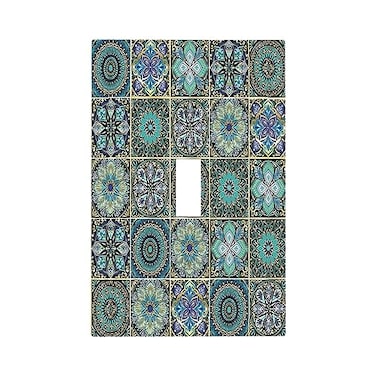 Sghxwp Decorative Switch Plate Covers Morocco Talavera Mexican Tile Printed Green Mandala 1 Gang Single Toggle Light Switch Cover Jumbo Size Wall Plate Electrical Switchplate Receptacle Plug