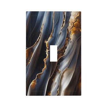 Sghxwp Gradient Abstract Ripple Blue Gold Marble Printed 1 Gang Light Switch Covers Single Toggle Wall Plate Decorative Switchcover Electrical Switchplate for Kitchen Bathroom Bedroom Decor