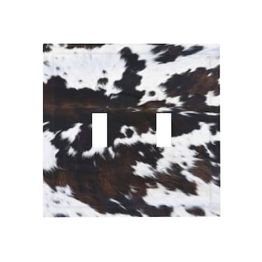 Sghxwp Western Farm Highland Cow Cowhide Double Toggle Light Switch Covers 2 Gang Wall Plate Dual Decorative Switchplate Cover Electrical Faceplate for Farmhouse Bathroom Bedroom Decor
