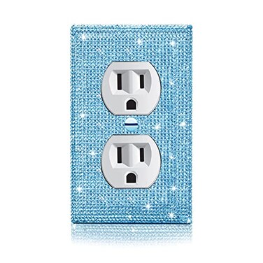 Gaocai Shiny Blue Rhinestones Outlet Covers Wall Plates Light Switch Decorative Cover Plate Rhinestones Outlet Covers Wall Plate For Electrical Outlets Switch Plate Covers