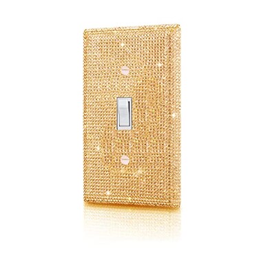 Gaocai Shiny Golden Rhinestones Wall Plates Light Switch Decorative Cover Plate Single Toggle Rhinestones Outlet Covers Wall Plate Decorative