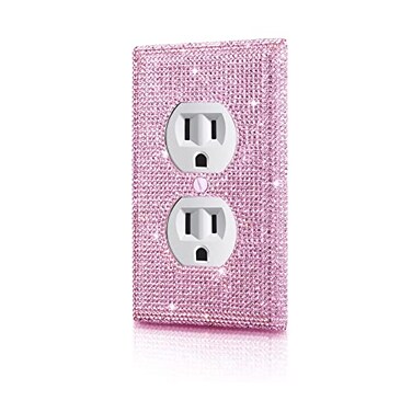 Gaocai Shiny Pink Rhinestones Wall Plates Light Switch Decorative Cover Plate Single Toggle Rhinestones Outlet Covers Wall Plate Decorative