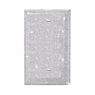 Gaocai Shiny Silver Rhinestones Wall Plates Light Switch Cover Plate 1 Gang Decorative Wall Plate Bling Wall Plate Covers Wall Plates For Light Switches
