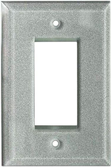 SWITCH HITS Silver Glass Mirror Outlet Wall Plate 1 GFI Rocker 35 x 525 Professional Quality Glass Mirror Switch Plate Covers For All Configurations