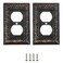 SLEEKLIGHTING SleekLighting Beveled Aged Bronze Wall plates Electric Outlet and Switch Covers Style 1 Gang Duplex 2 Pack