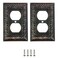 SLEEKLIGHTING SleekLighting Beveled Aged Bronze Wall plates Electric Outlet and Switch Covers Style 1 Gang Duplex 2 Pack