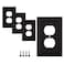 SLEEKLIGHTING SleekLighting Single Duplex Wall plates Decorative Bamboo Classic Beadboard Black Finish Electric Outlet and Switch Covers Style 1 Gang Toggle 4 Pack