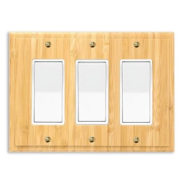 Alckerou Solid Wood Triple Rocker Light Switch Plate 48 X68 Bamboo Light Switch Cover Quality Raw Wooden Switch Plates And Outlet Covers Decorative Wall Outlet Cover