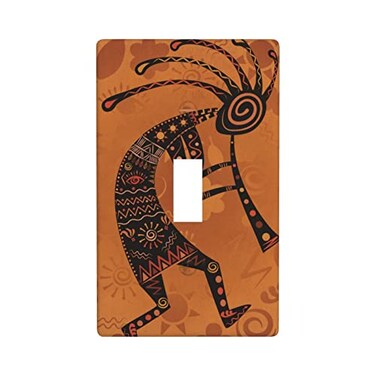 Gianlaima Southwest Native American Kokopelli Retro Flute Decor Print Light Switch Plate Cover Plastic Wall Plates Single Gang Toggle Switch
