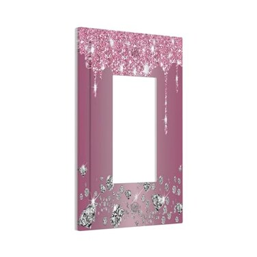 Wpshijia Sparkling Diamonds Pink Silver Glitter Drops Print 1 Gang Rocker Light Switch Covers Decorative Unique Single Decora Outlet Wall Plate Faceplate Switchplate GFCI for Bedroom Bathroom Decor