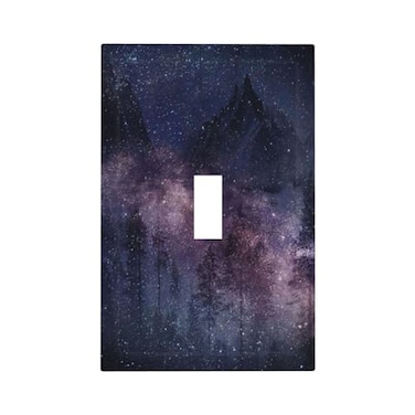 Spshian Decorative Switch Plate Covers Purple Nebula Galaxy Space Mountain Tree 1 Gang Wall Plate Single Toggle Light Switch Covers Plate Jumbo Electrical Switchplate Receptacle Faceplate