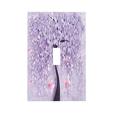 Spshian Light Switch Cover 3D Purple Tree 1 Gang Wall Plate Cover Single Toggle Outlet Covers Decorative Switchplate Electrical Faceplate for Bathroom Bedroom Decor