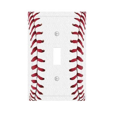 Spshian Light Switch Cover Plate Baseball Sports Cool Red White 1 Gang Switch Plate Covers Single Toggle Wall Plates Decorative Electrical Faceplate for Bathroom Bedroom Decor