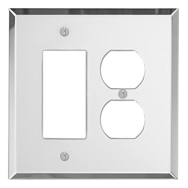 SWITCH HITS Switch Hits Plain Glass Mirror Outlet Wall Plate 1 GFI Rocker 1 Duplex 525 x 525 Professional Quality Glass Mirror Switch Plate Covers For All Configurations