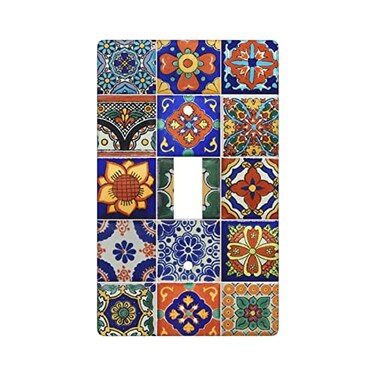 NKHFNBIO Talavera Mexican Tiles Light Switch Cover 1GangSingle Toggle Decorative Wall Plate Switch Wallplate CoverSize 450 X 276