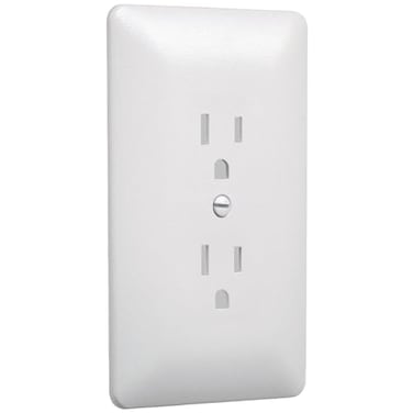TayMac 2000W MASQUE 2000 Midsize White 1Gang Decorator Grounded Duplex Wall Plate Paintable Outlet Cover Replaces Old Wall Plate