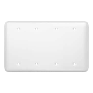 TayMac WRWBBBB 019 in x 819 in x 5 in 4Gang White Smooth Metal Maxi 4Blank Wall Plate WRWBBBB Outlet Cover Wall Plate with Screws Electrical Outlet Cover Plate for 4 Devices