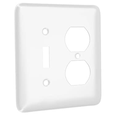TayMac WRWTD 2Gang White Smooth Metal Maxi ToggleDuplex Wall Plate Outlet Cover Wall Plate with Screws Light Switch Cover Plate for 2 Devices