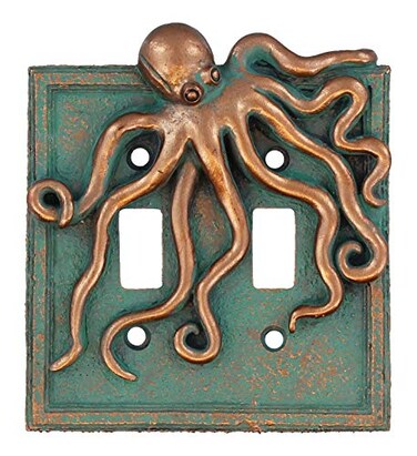Top Brass Large OctopusKraken Electrical Cover Wall Plate BronzeVerdigris Finish Style 2 Single Switch Double Rocker Outlet Double Switch