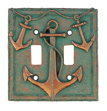 Top Brass Nautical Multiple Anchor Rope Electrical Cover Wall Plate BronzeVerdigris Finish Single Switch Double Rocker Outlet Double Switch