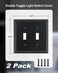 treewell TREEWELL 2Pack Double Toggle Light Switch Cover Plate Durable Solid Zinc Alloy Decorative Dual Switch Plate Covers Black 2 Gang Wall Plate Corrosion Resistant