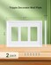treewell TREEWELL 2Pack Triple Decorator Outlet Cover Plate White Decorative Switch Plates and Outlet Covers Natural Bamboo Fiber Wall Plates for Electrical Outlets Receptacle GFCI Outlet Dimmer Switc