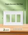 treewell TREEWELL 2Pack Triple Decorator Outlet Cover Plate White Decorative Switch Plates and Outlet Covers Natural Bamboo Fiber Wall Plates for Electrical Outlets Receptacle GFCI Outlet Dimmer Switc