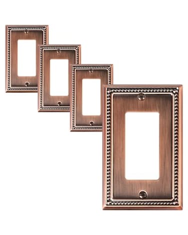 treewell TREEWELL 4Pack Decorator Outlet Cover Plate Decorative Switch Plates and Outlet Covers Antique Copper Metal Wall Plates for Electrical Outlets Receptacle GFCI Outlet Dimmer Switch
