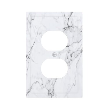 tulpock Gray Marble Outlet Covers Whtie Grey Light Switch Cover Decorative Wall Plate Switchpalte Electrical Faceplate for Bathroom Bedroom Kitchen 5 x 3