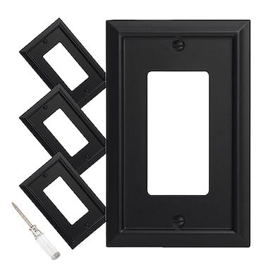 Mrayaki Wall Plate Duplex Outlet Covers Matte Black Light Switch Cover Natural Bamboo Fiber Electrical Outlet Cover Plate Variety of 13 Styles DecoratorDuplexToggleCombo 1 Gang Decorator 4 Pack