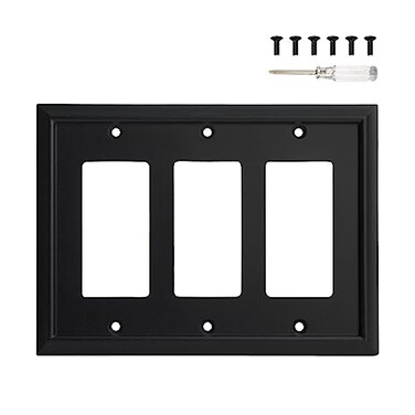 Mrayaki Wall Plate Duplex Outlet Covers Matte Black Light Switch Cover Natural Bamboo Fiber Electrical Outlet Cover Plate Variety of 13 Styles DecoratorDuplexToggleCombo 3 Gang Decorator 1 Pack