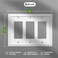 Mrayaki Wall Plates Duplex Outlet Covers Classic White Light Switch Cover Natural Bamboo Fiber Electrical Outlet Cover Plate Variety of 13 Styles ToggleCombo White 3 Gang Decorator 1 Pack