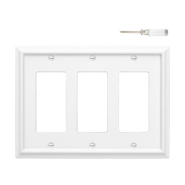 Mrayaki Wall Plates Duplex Outlet Covers Classic White Light Switch Cover Natural Bamboo Fiber Electrical Outlet Cover Plate Variety of 13 Styles ToggleCombo White 3 Gang Decorator 1 Pack