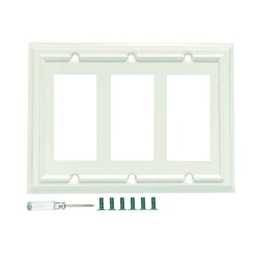 Funkiim Wall Plates Light Switch Plates Receptacle Outlet Covers Decorator Light Switch Cover Bamboo Fiber Material Wall Plate Standard Size Wall Plates of various styles White 3 Gang Decorator 1 Pack