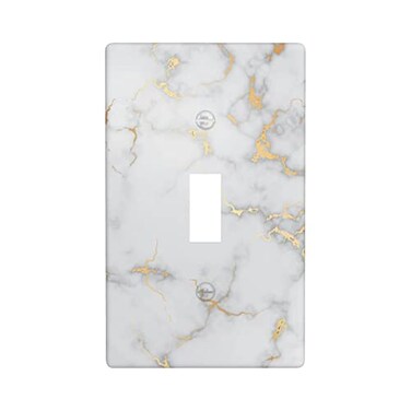 Gianlaima White And Gold Marble Granite Decor Print Light Switch Plate Cover Plastic Wall Plates Single Gang Toggle Switch